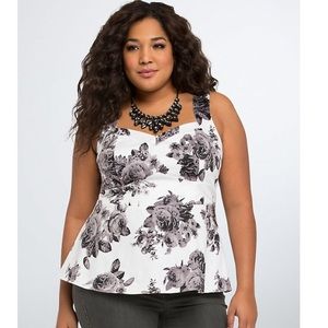 Floral Sateen Peplum Top